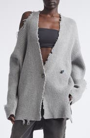 Haikure Courtny Oversize Destroyed Rib Merino Wool Cardigan