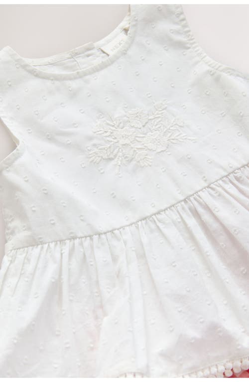 Next Kids' Embroidered Peplum Tank & Gingham Pants Set In White