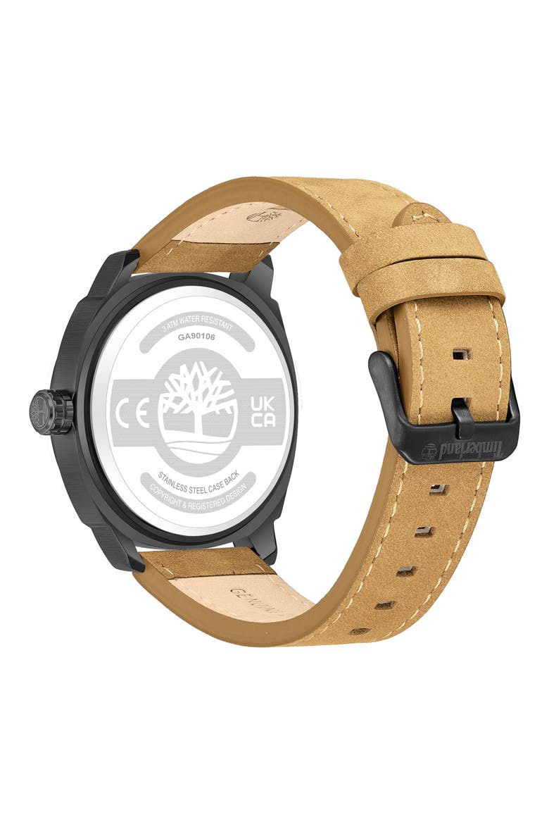 Classic Three Hand Leather Strap Watch, 46mm, Alternate, color, TAN