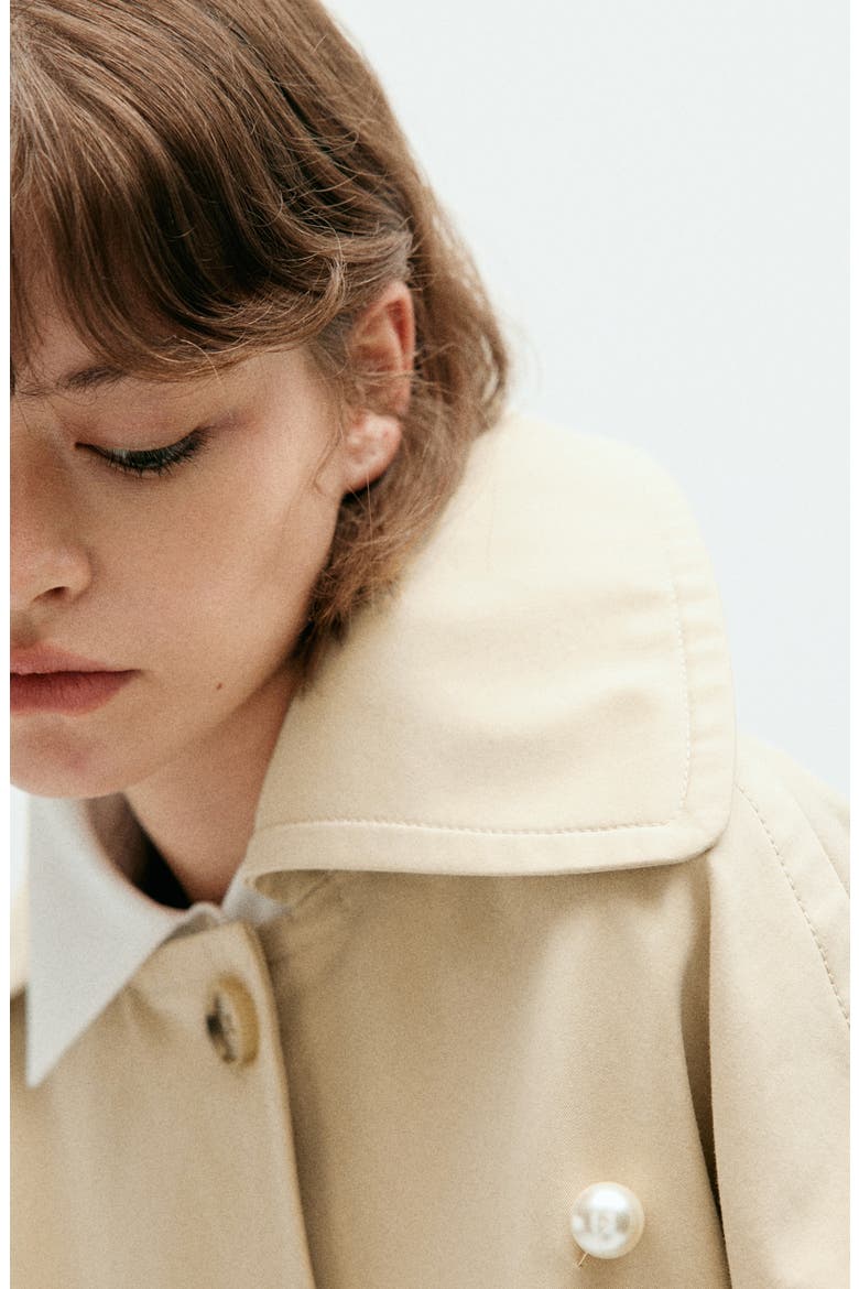 Waxed Short Trench Coat, Alternate, color, BEIGE