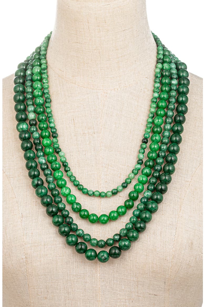 Green Agate Multistrand Necklace, Alternate, color, GREEN