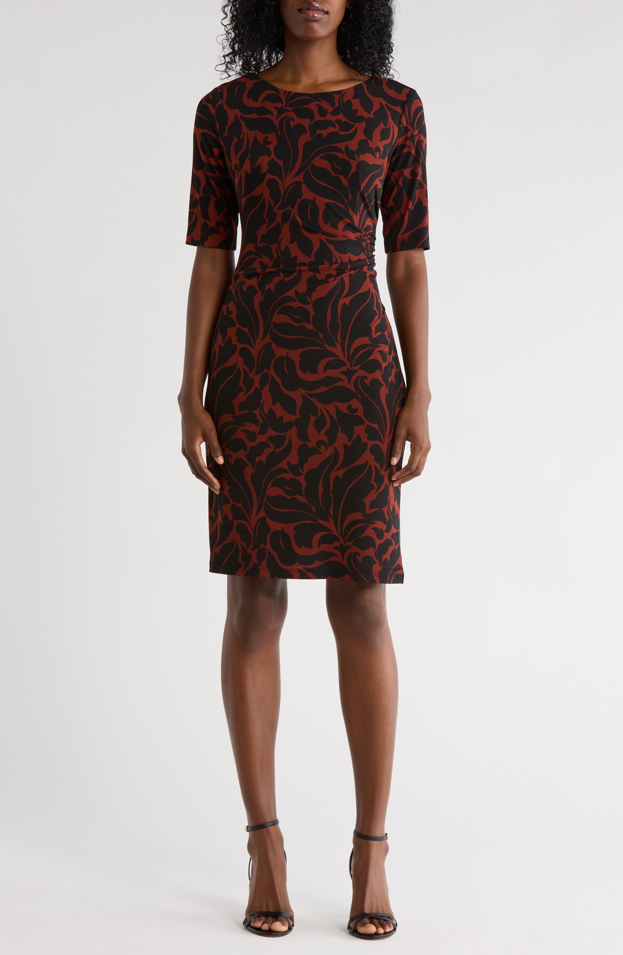 Connected Apparel Ruched Waist Knit Dress