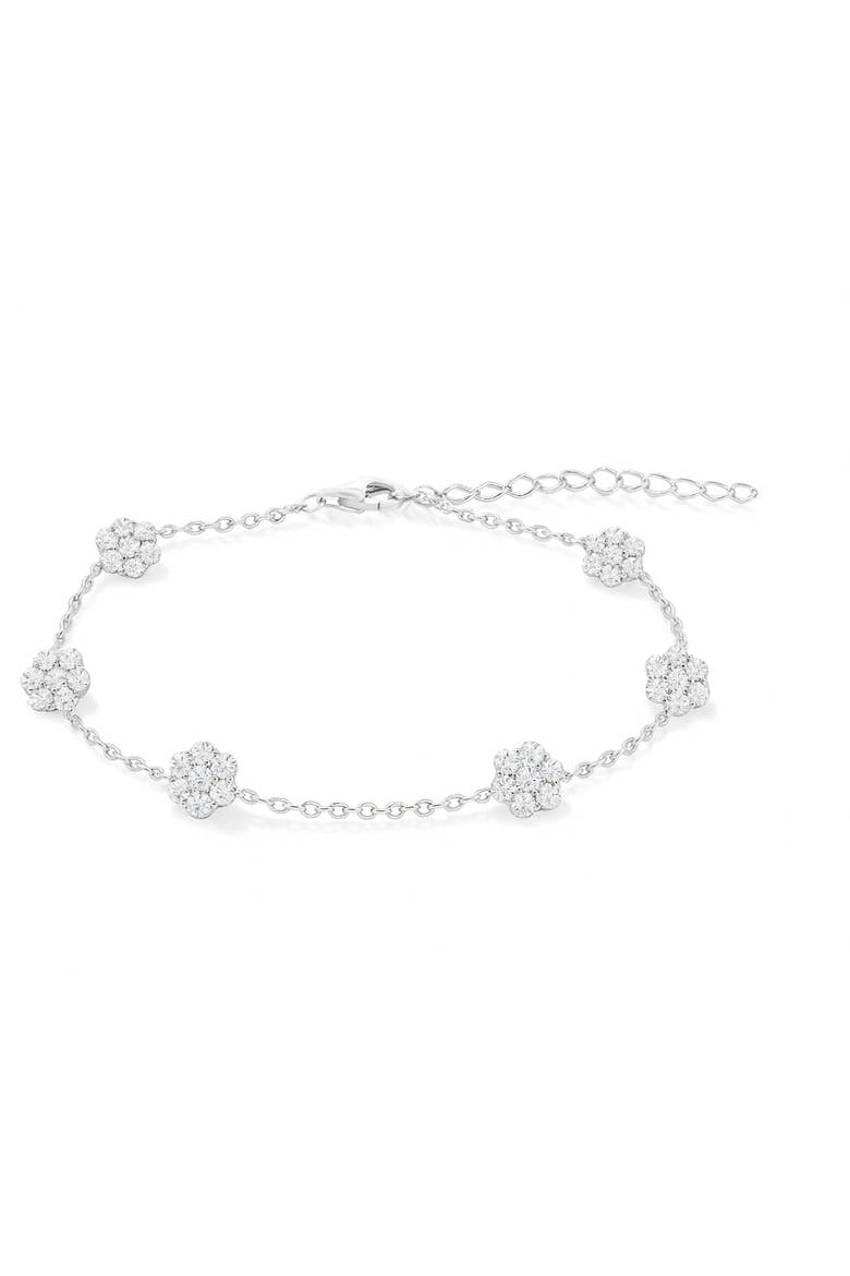 Sterling Silver Flower Earrings And Bracelet Set, Alternate, color, Silver