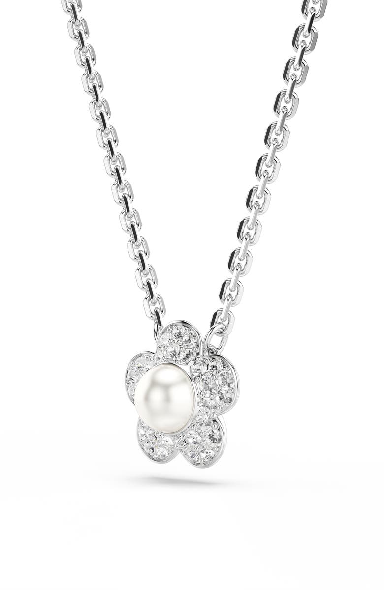 Swarovski Angelic Crystal Faux Pearl Necklace, Alternate, color, Silver/ White