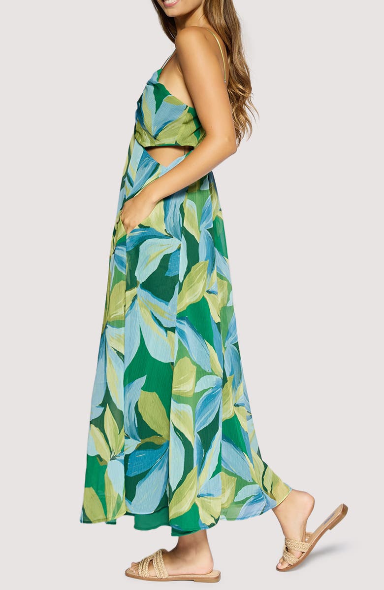 Lost + Wander Neroli Floral Wave Side Cutout Maxi Dress, Alternate, color, Green-Multi