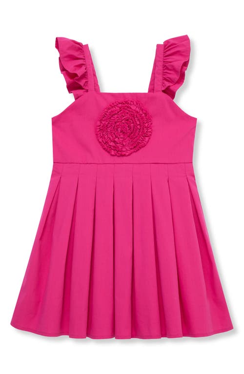 Habitual Kids Kids' Rosette Stretch Denim Dress In Dark Pink