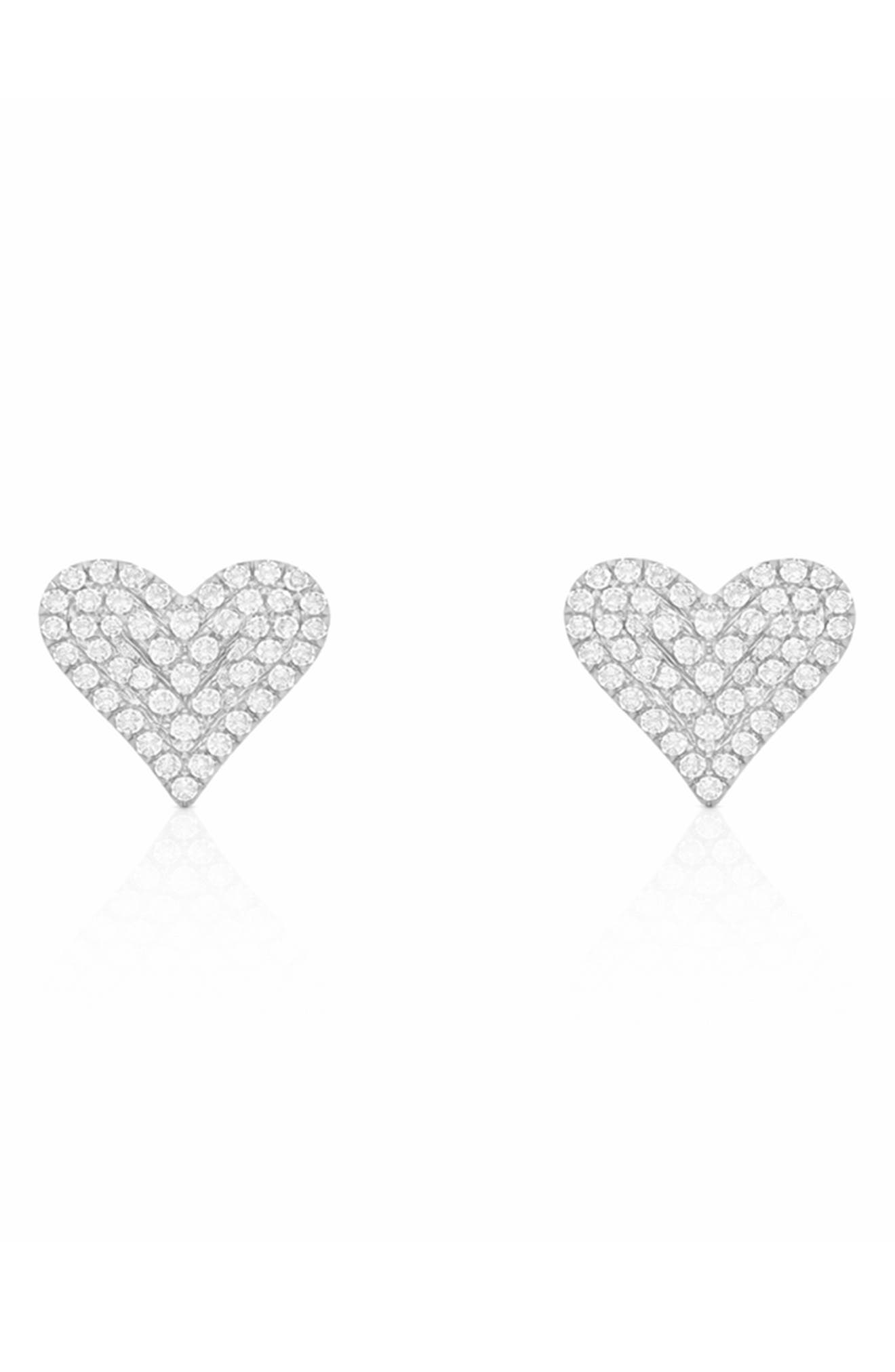 House of Frosted White Topaz Heart Stud Earrings