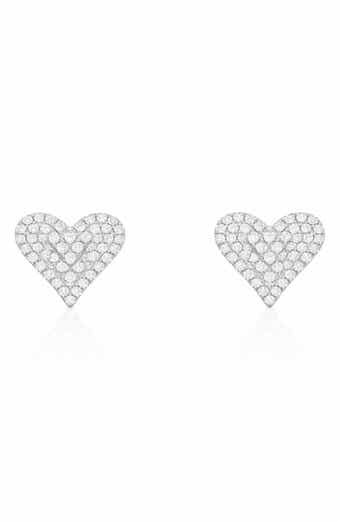 House of Frosted White Topaz Heart Stud Earrings