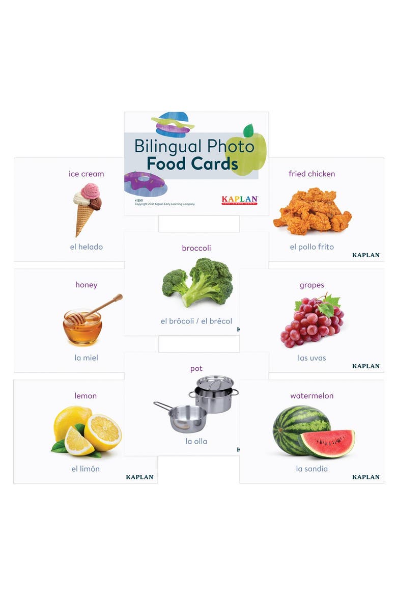 Bilingual Photo Food Cards - 90 Pieces, Main, color, White