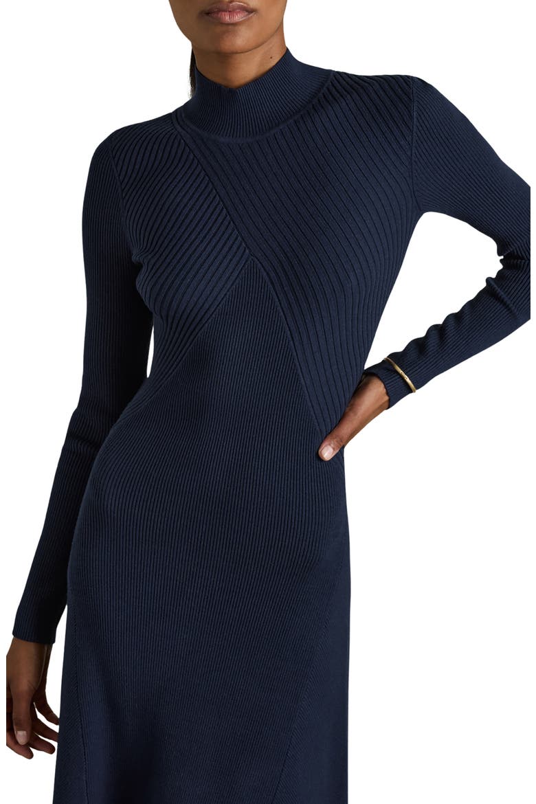Hannah Long Sleeve Rib Sweater Dress, Alternate, color, NAVY