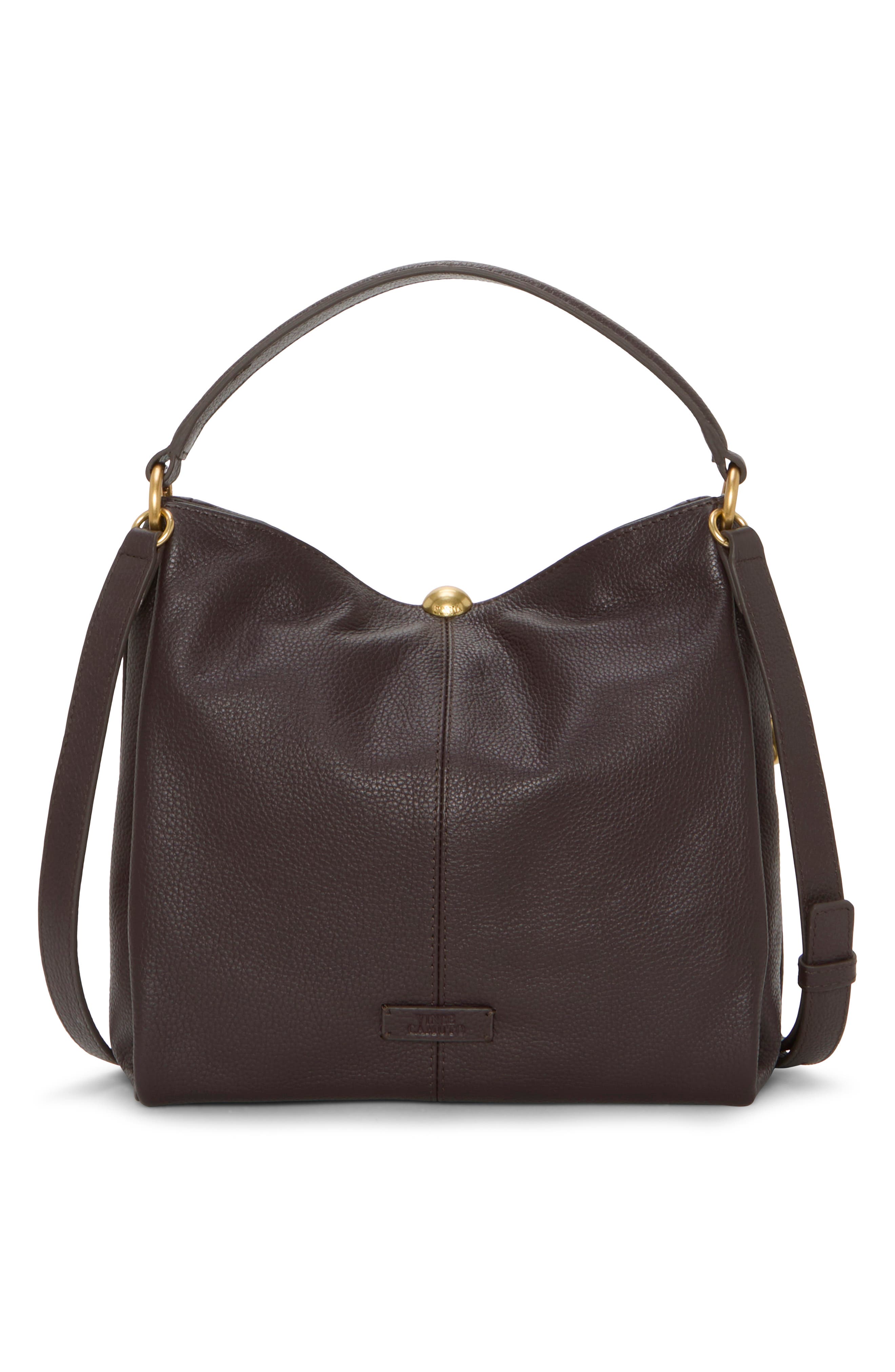 Vince Camuto Medna Leather Shoulder Bag, Alternate, color, Brown