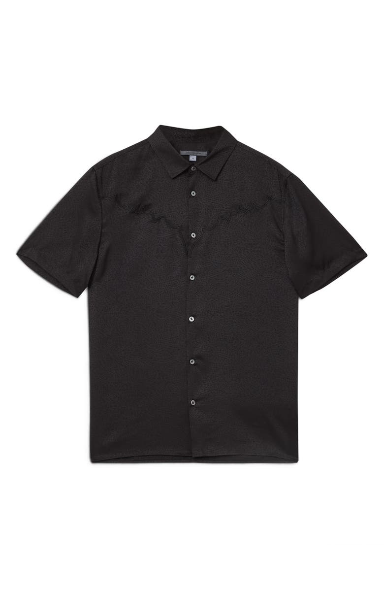 John Varvatos Bodie Short Sleeve Button-Up Shirt, Alternate, color, Black