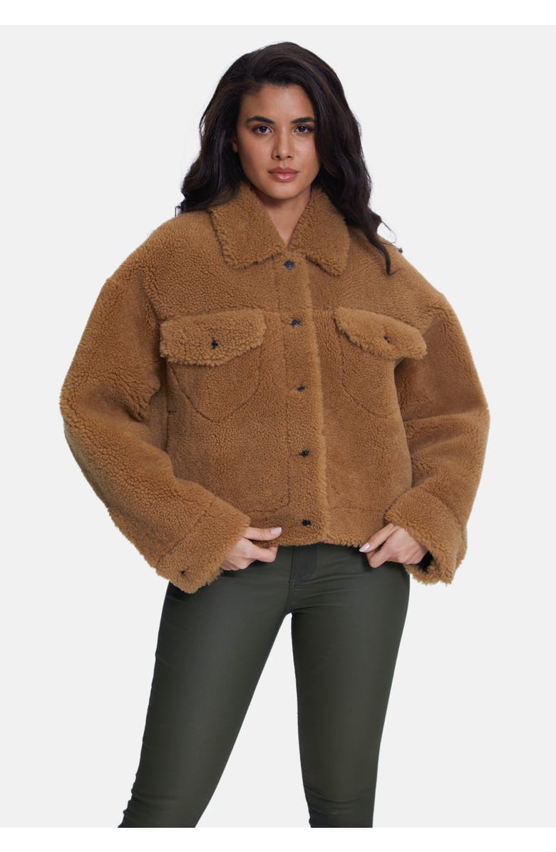 Furniq UK Louisa Teddy Jacket, Main, color, Brown