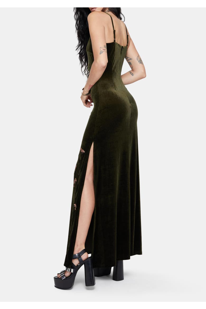 Sleeveless Maxi Slip Gown, Alternate, color, Green