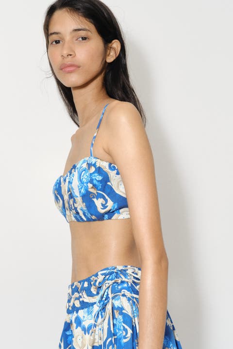 Gathered Poplin Crop Top