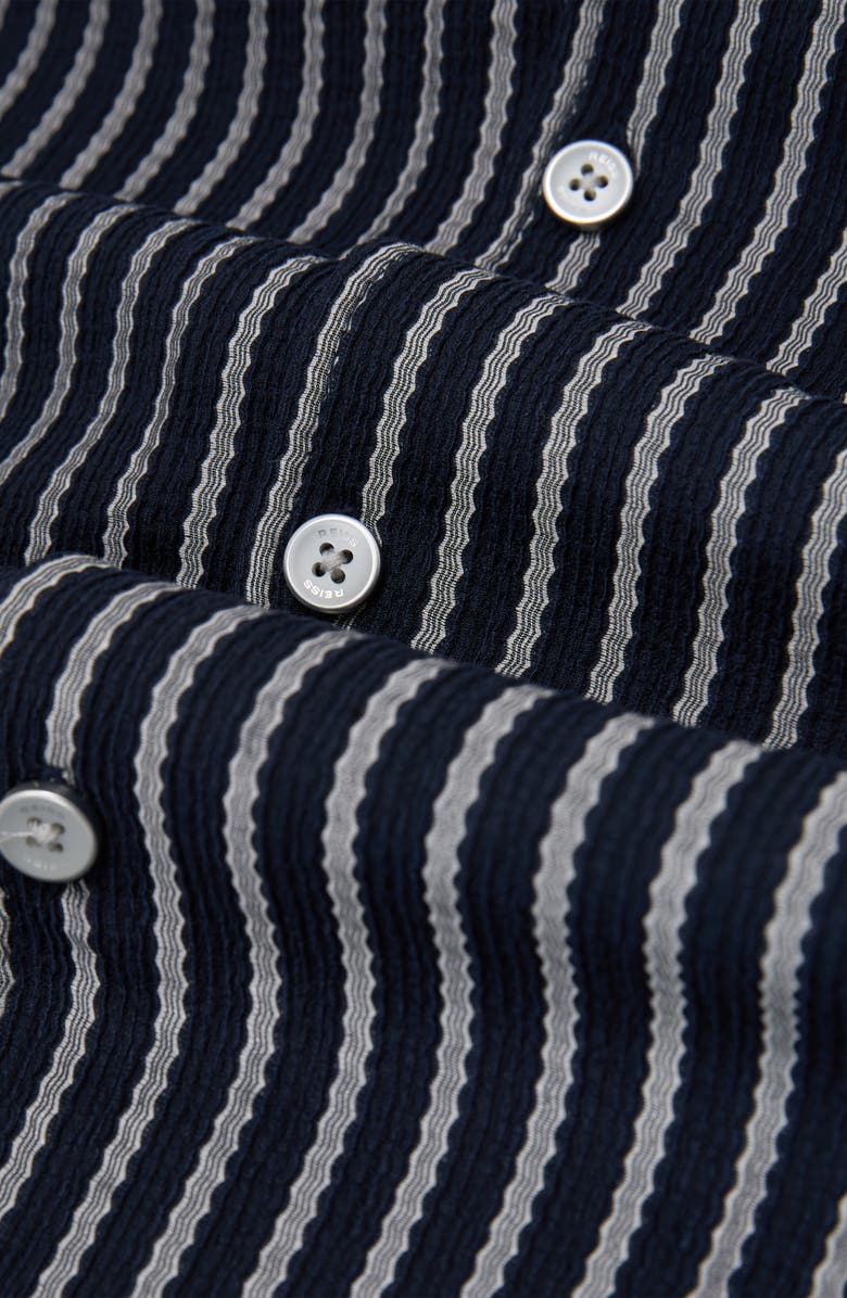 Reiss Griff Stripe Camp Shirt, Alternate, color, Navy/ White
