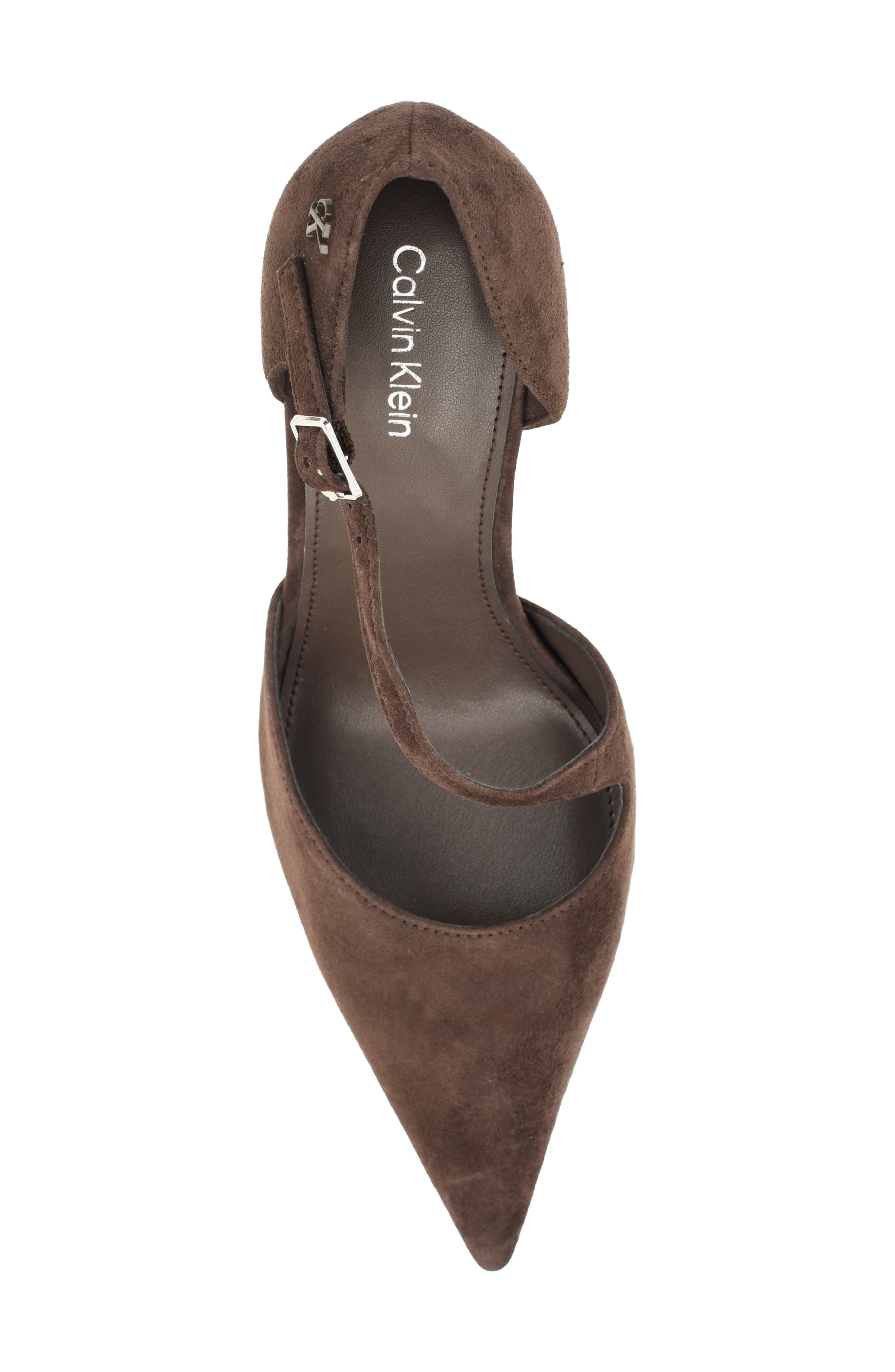 Oaklan Pointy Toe Pump, Alternate, color, DARK BROWN SUEDE