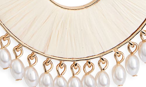 Baublebar Raffia & Faux Pearl Drop Threader Earrings