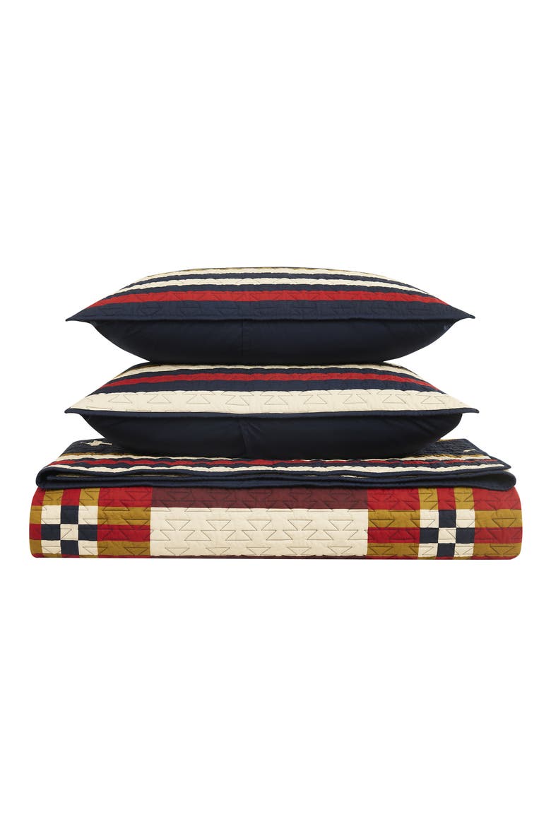 Scout Stripe Quilt & Shams Set, Main, color, NAVY