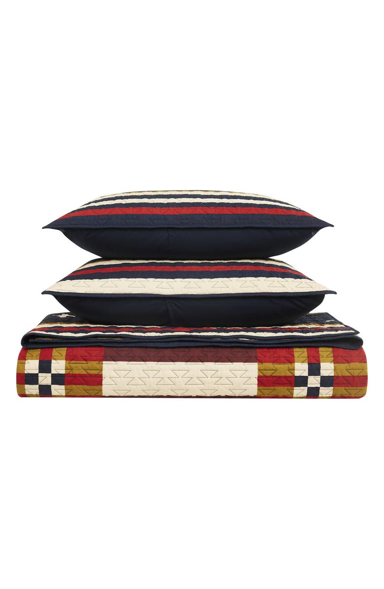 Pendleton Scout Stripe Quilt 
Shams Set, Main, color, Navy