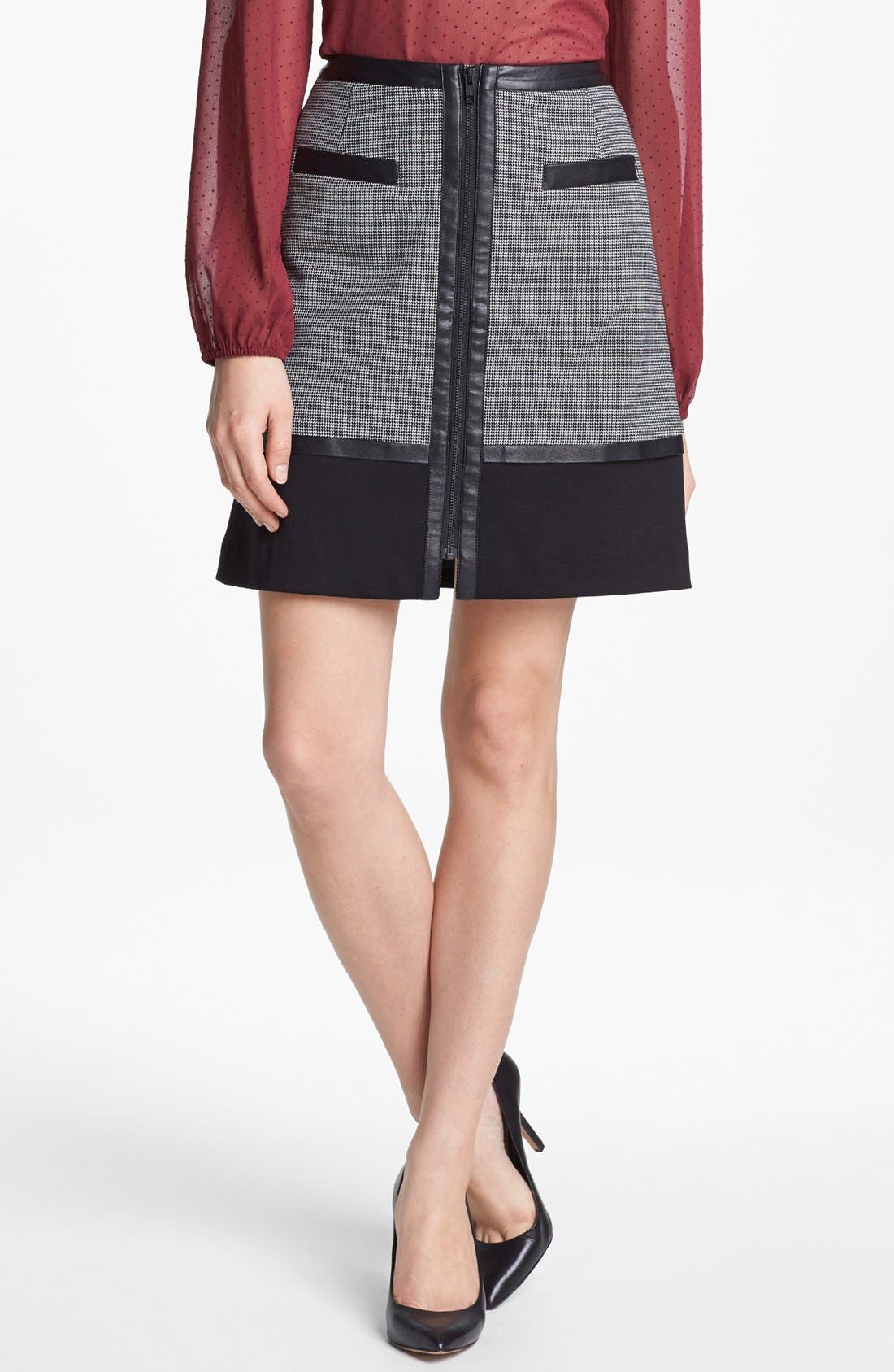 Halogen® 'Power Grid' Zip Front A-Line Skirt (Women) | Nordstrom