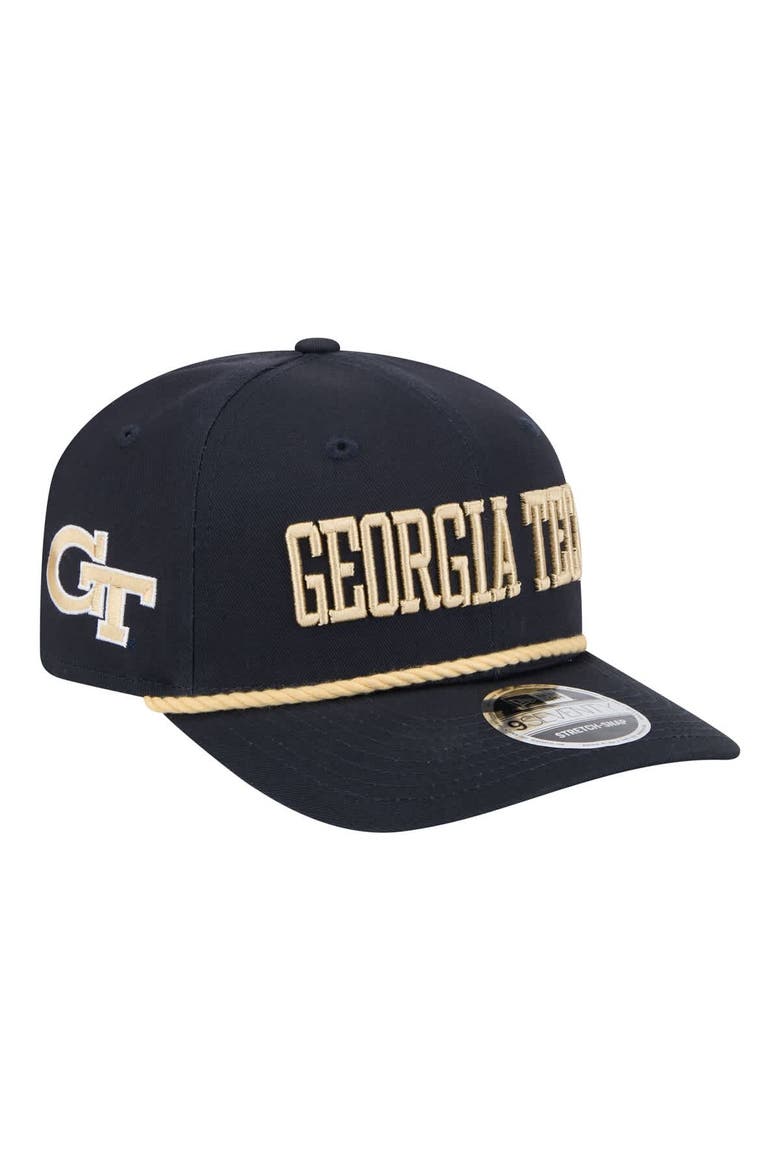 Men's New Era Navy Georgia Tech Yellow Jackets Wordmark Rope 9SEVENTY Stretch-Snap Hat, Main, color, Navy