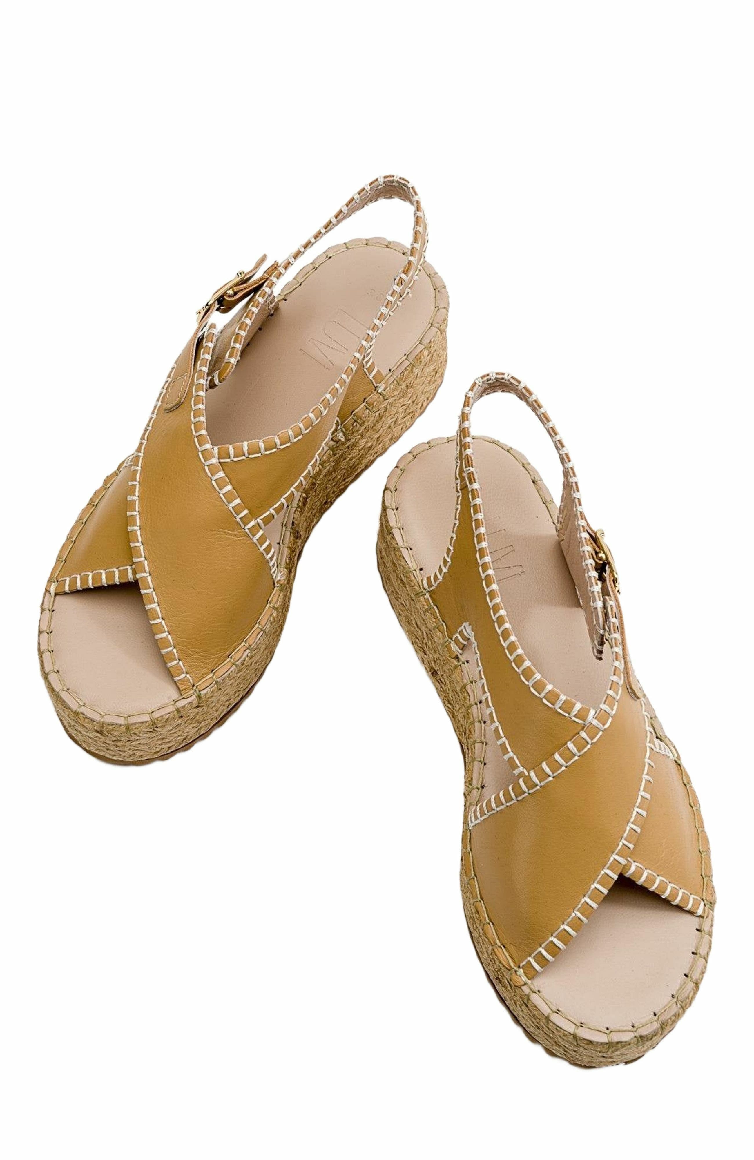 Forever & Always Shoes Bellezza Leather Platform Sandal, Alternate, color, Dark Beige Leather