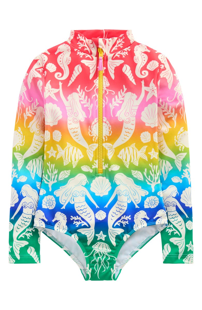 Mini Boden Kids' Long Sleeve One-Piece Rashguard Swimsuit, Main, color, 
