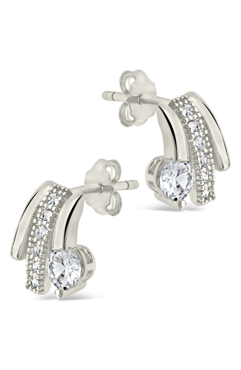 Sterling Forever Rosie Cubic Zirconia Triple Prong Stud Earrings, Alternate, color, 