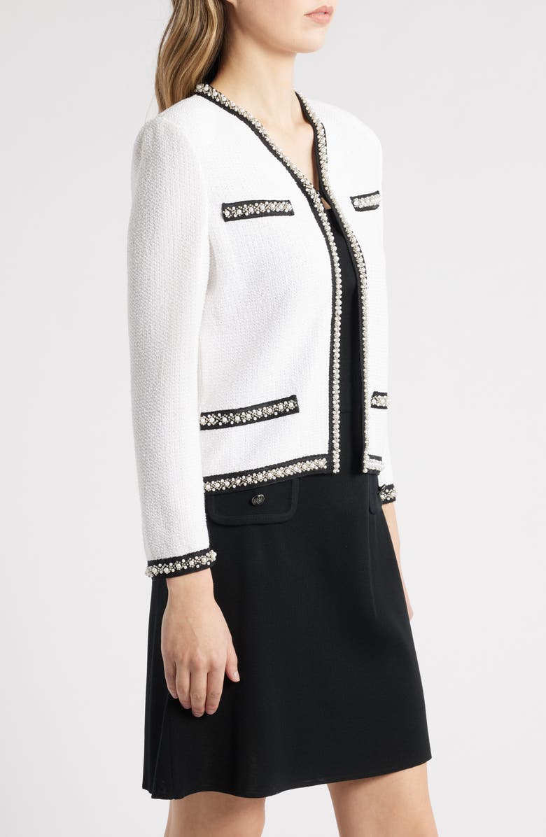 Ming Wang Faux Pearl & Crystal Detail Jacket, Alternate, color, 