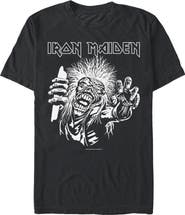 Iron Maiden Mens Iron Maiden Black and White Eddie T Shirt