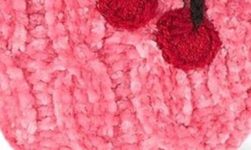 Memoi Cherries Chenille Slipper Socks In Disco Pink