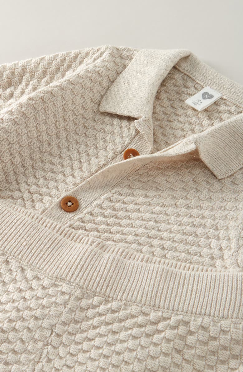 Nordstrom Short Sleeve Knit Button-Up Shirt & Shorts Set, Alternate, color, Beige Oatmeal Light Heather