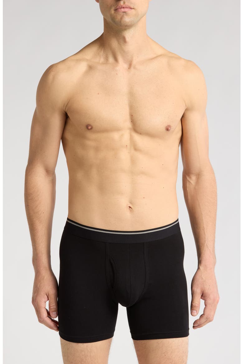 3-Pack Stretch Cotton Boxer Briefs, Main, color, BLACK