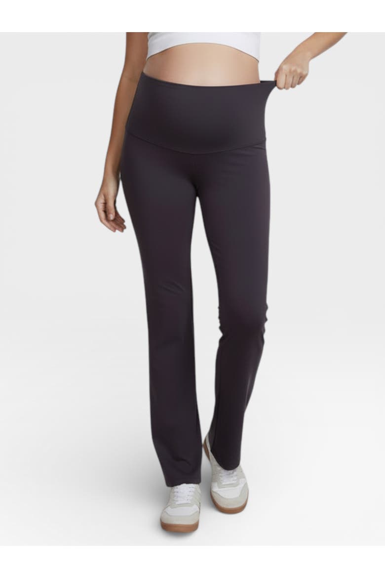 Roll Over Waistband Flare Legging, Alternate, color, Nine Iron