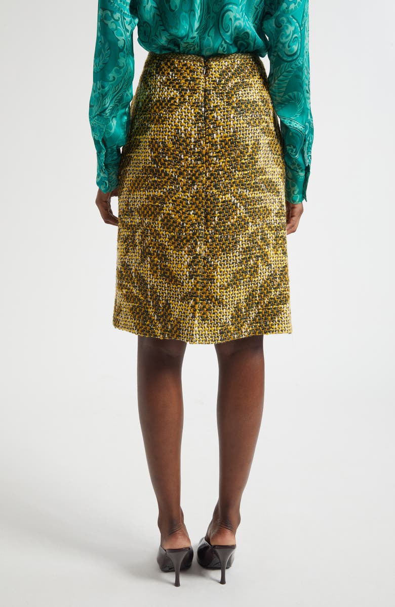 Etro Jacquard Floral Basket Weave Wool Skirt, Alternate, color, Multicolor Green Base