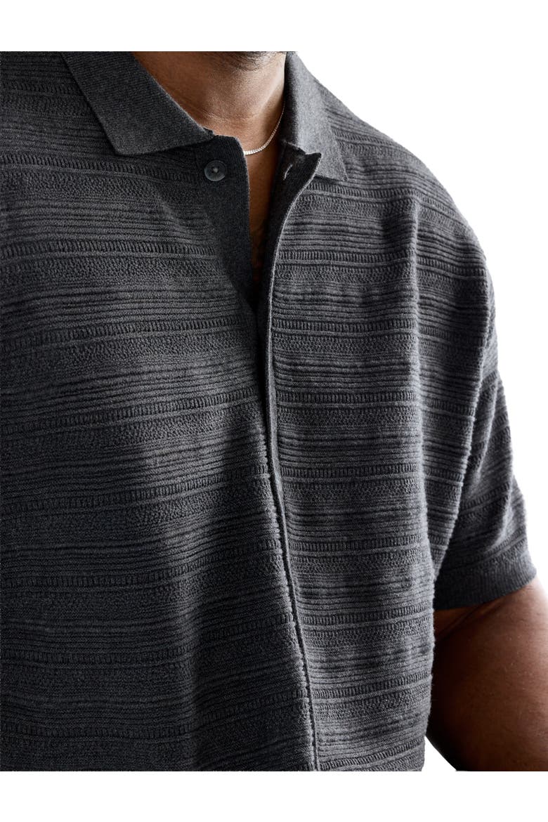 Big & Tall Short-Sleeve Polo Cardigan Sweater, Alternate, color, CARBON HEATHER