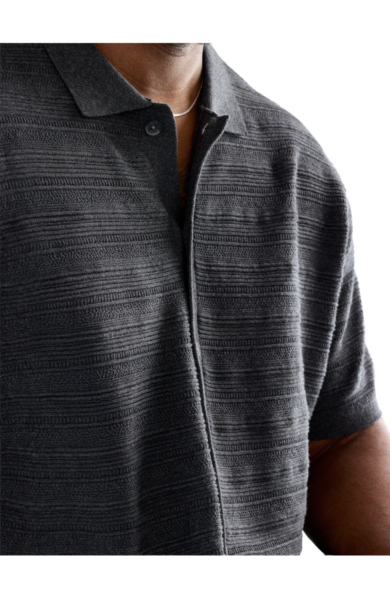 Synrgy by DXL Big & Tall Short-Sleeve Polo Cardigan Sweater, Alternate, color, Carbon Heather