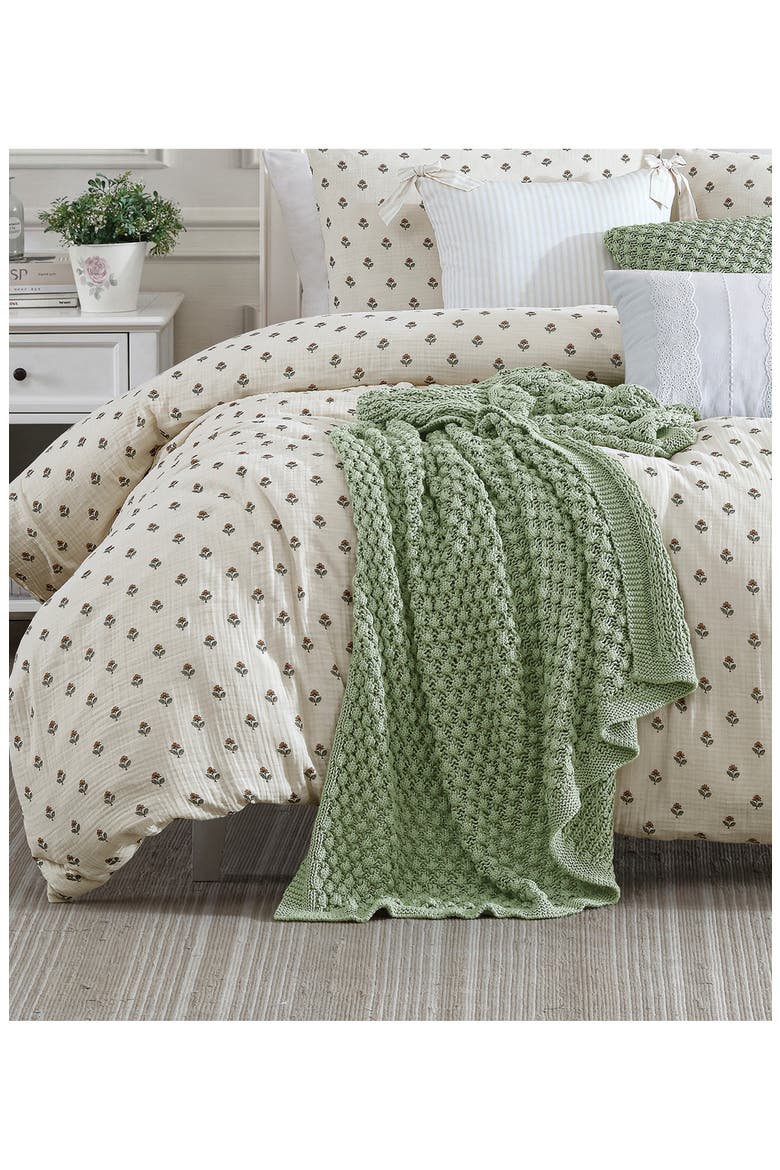 Block Print Cotton Gauze Duvet & Shams Set, Alternate, color, IVORY MULTI