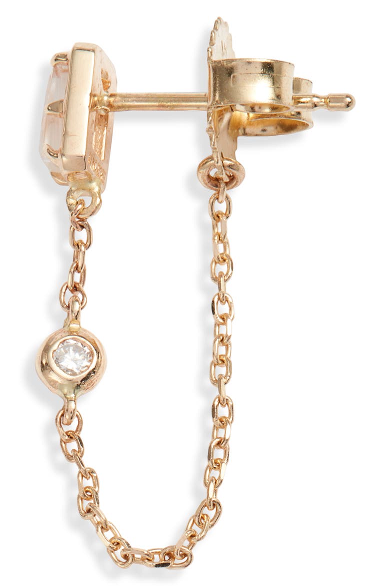 Cléo Chain Drop Diamond Front/Back Earrings, Alternate, color, WHITE