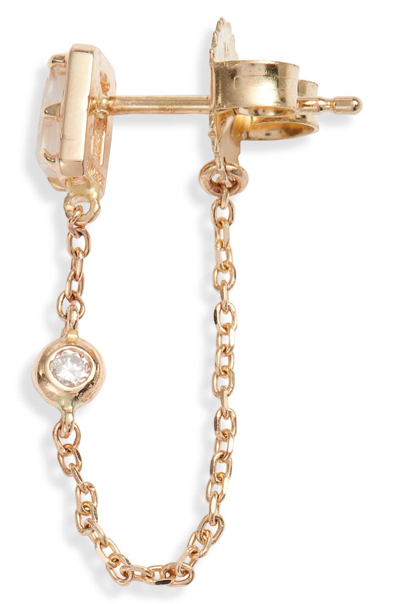 Anzie Cléo Chain Drop Diamond Front/Back Earrings, Alternate, color, White