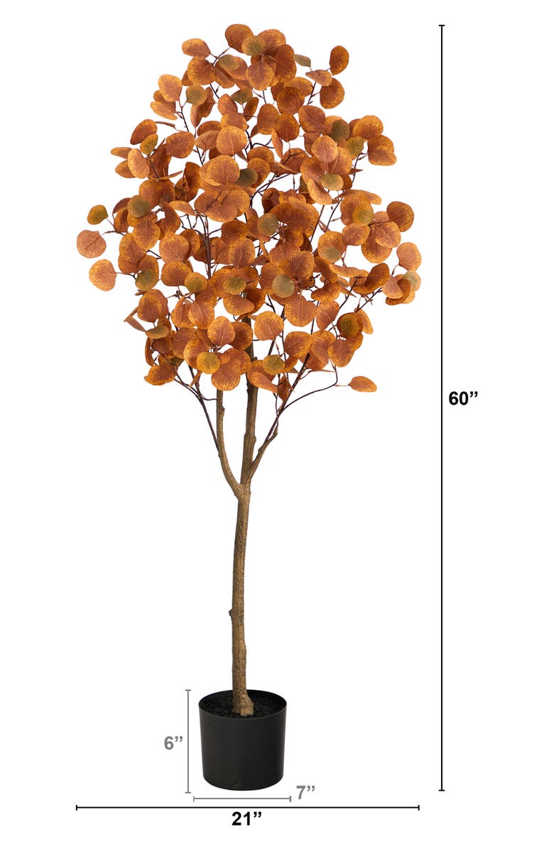 NEARLY NATURAL 5-Foot Autumn Eucalyptus Artificial Tree, Alternate, color, Orange