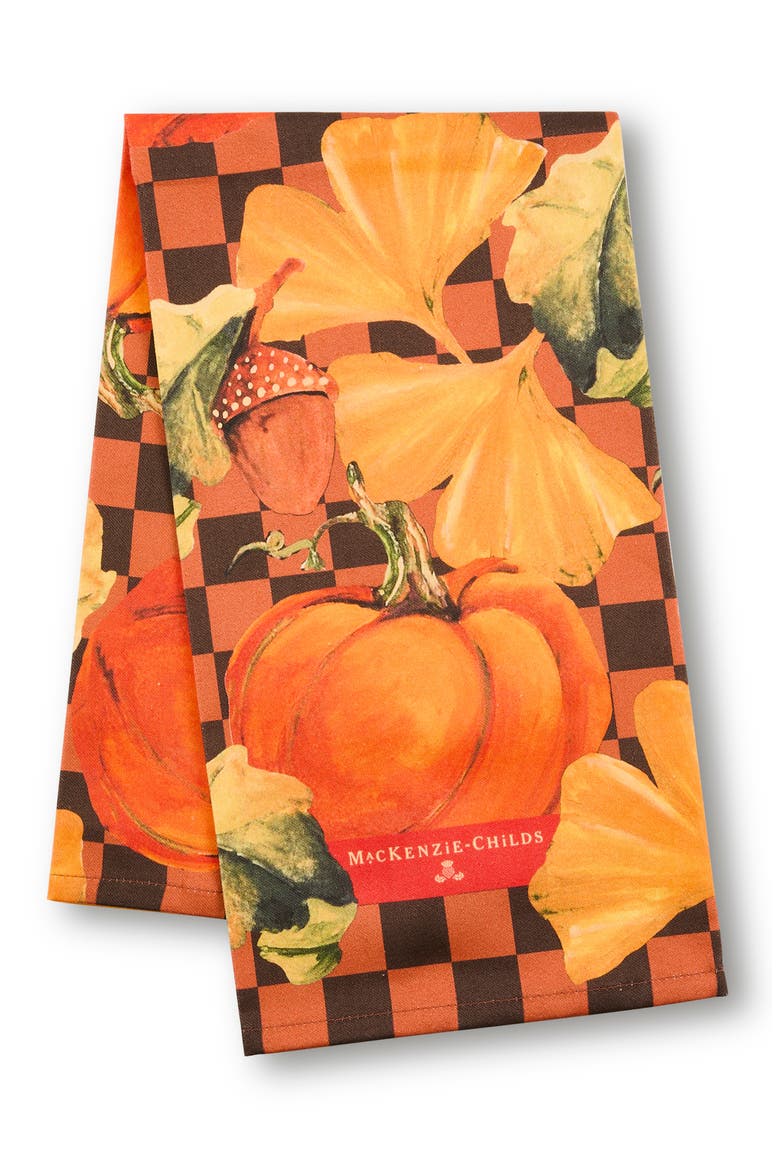 Checked Pumpkin Harvest Dish Towel, Alternate, color, ORANGE