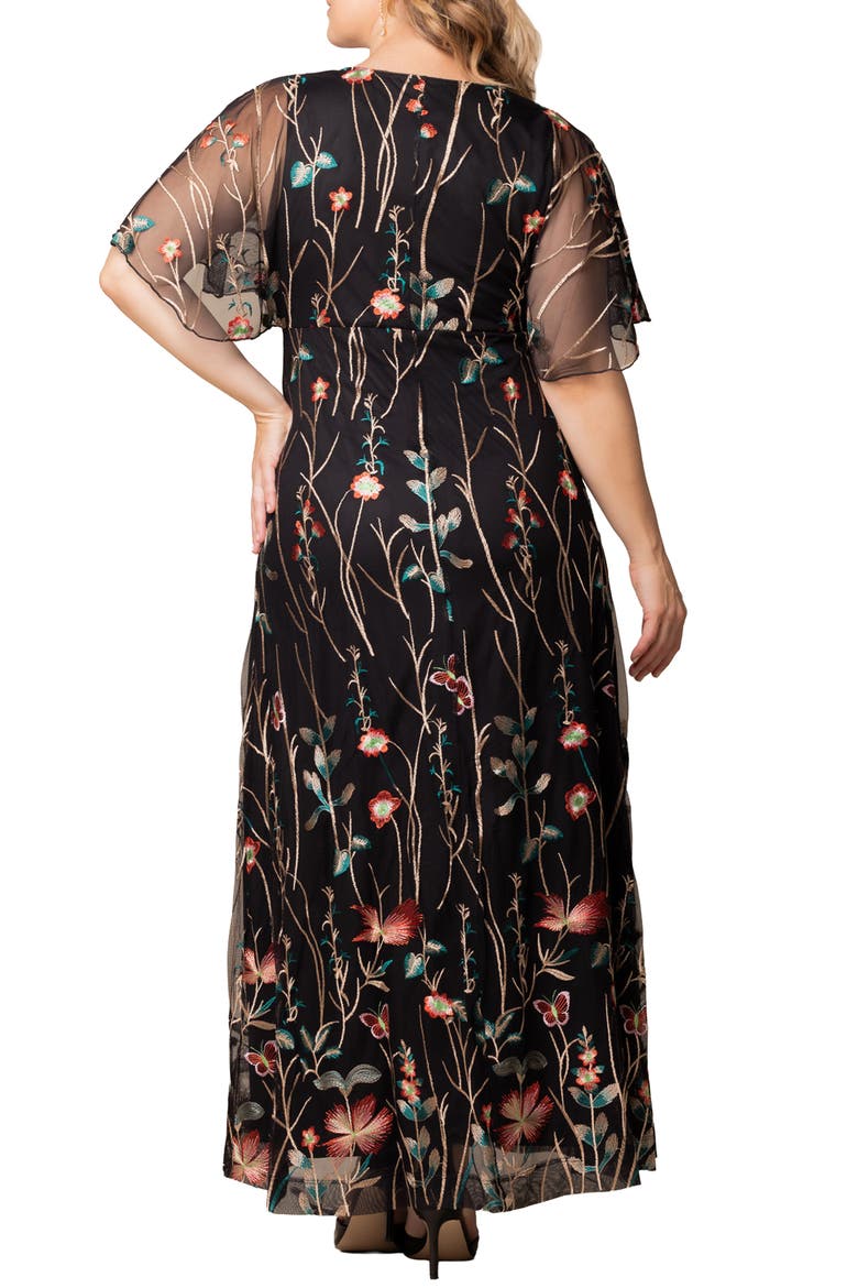 Embroidered Elegance Floral Gown, Alternate, color, ONYX