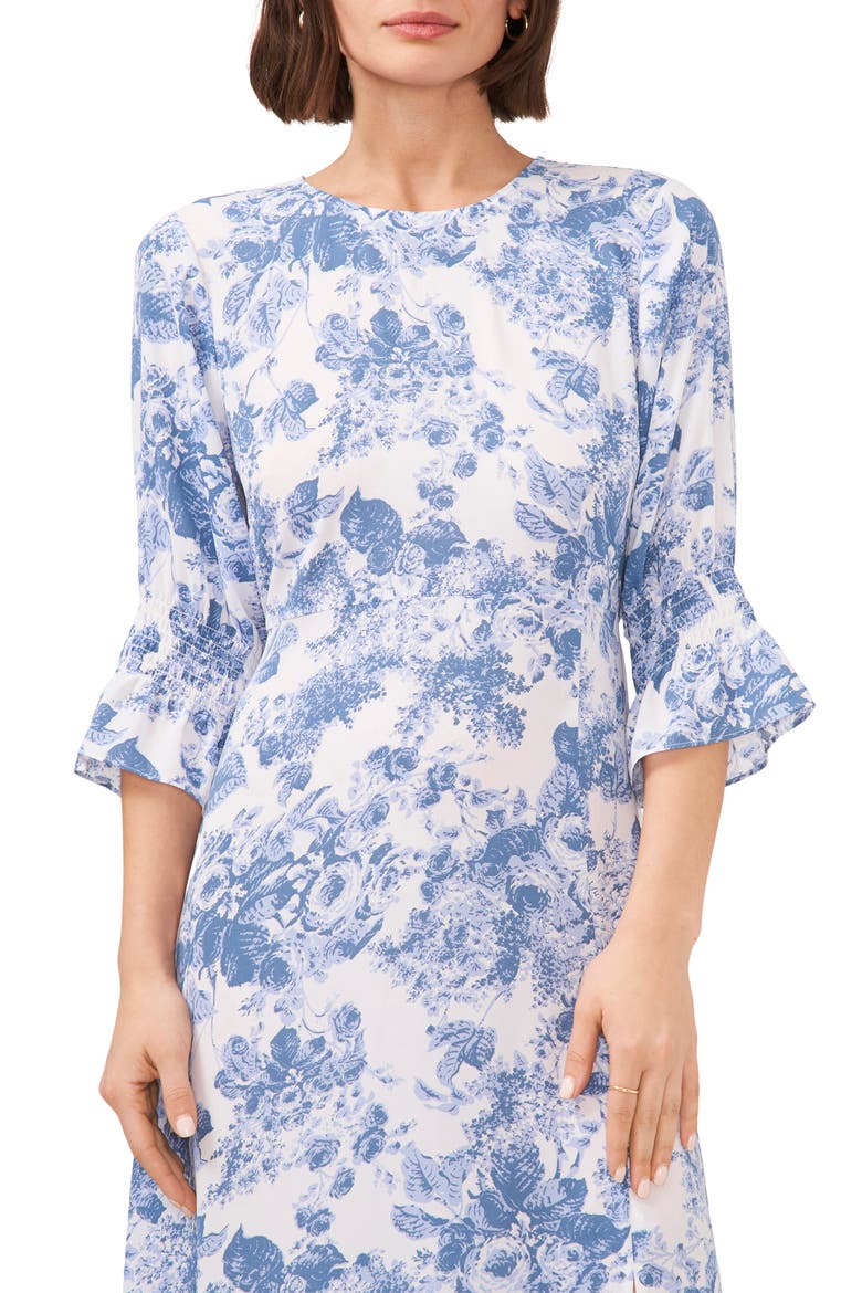 Ruffle Cuff Midi Dress, Alternate, color, BLUE