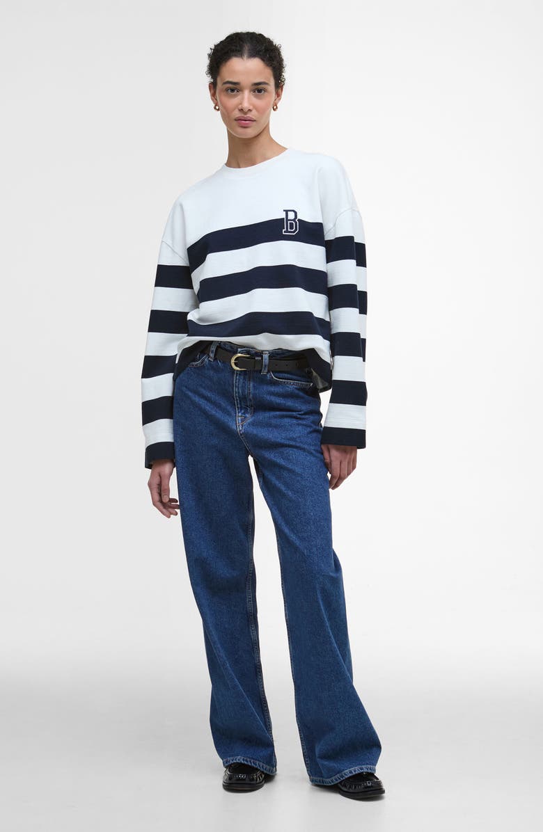 Barbour Faye Stripe Sweatshirt, Alternate, color, Cloud/ Navy Stripe