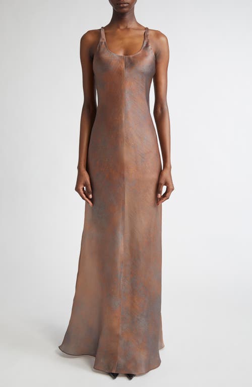 Grace Ling Pillar Silk Organza Maxi Skirt In Rust