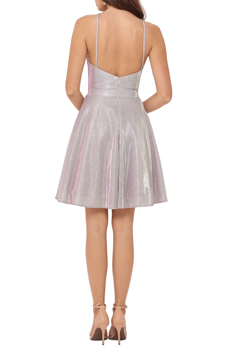 Xscape Evenings Xscape Halter Neck Metallic Knit Cocktail Dress, Alternate, color, 