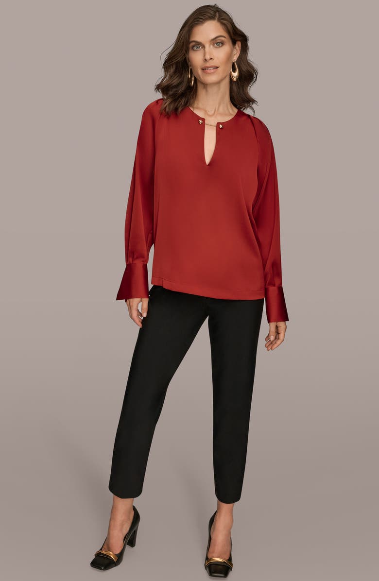 Donna Karan New York Chain Satin Top, Alternate, color, Metropolitan Red