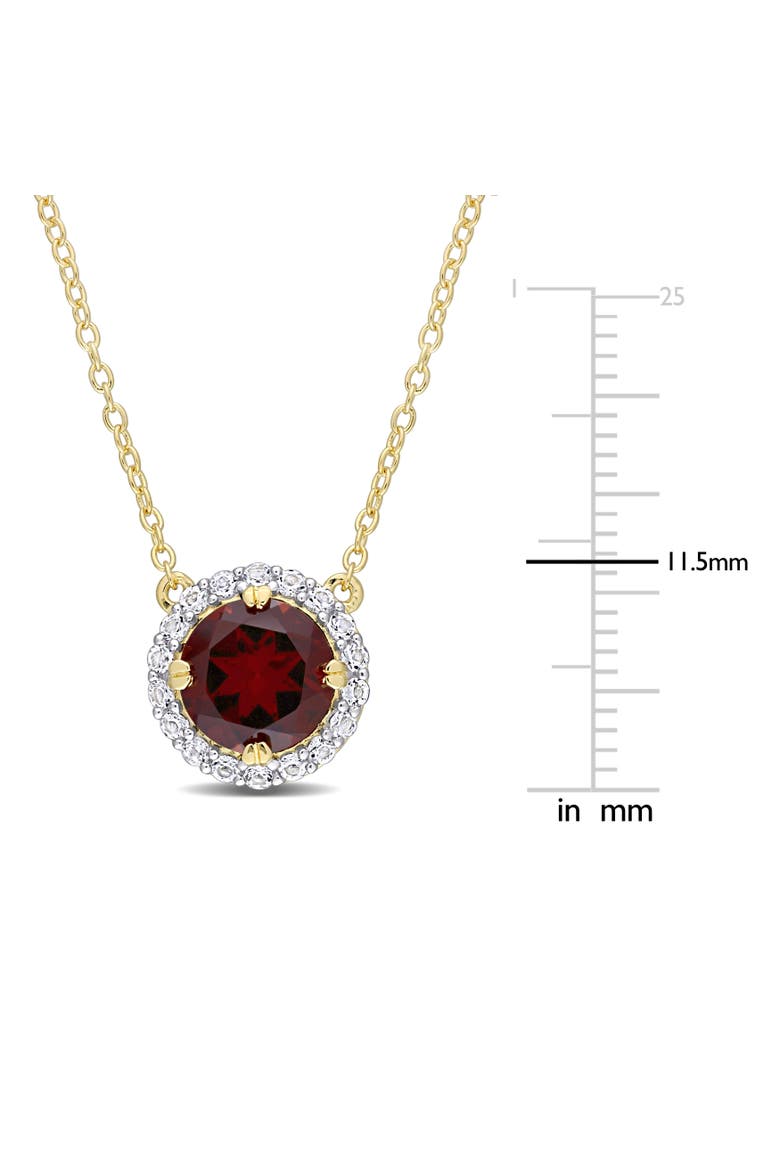 Gemstones Halo Necklace Plated-Silver, Alternate, color, Garnet/Yellow-Plated